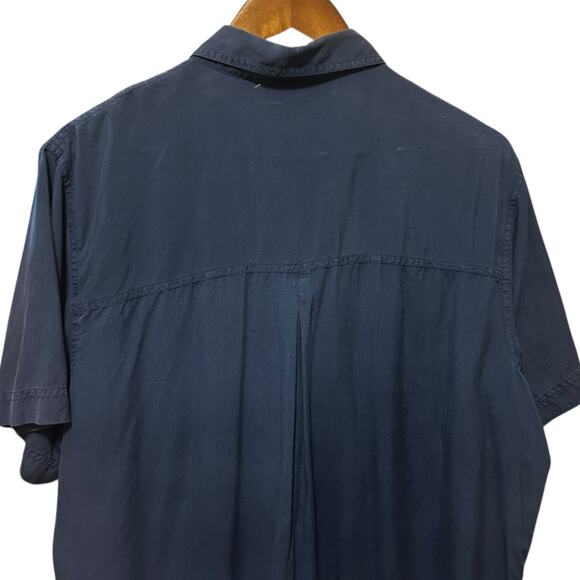 VTG Orvis Mens Silk Shirt XL Blue Button Up Preppy Office Resort Travel Outdoor - Picture 4 of 7